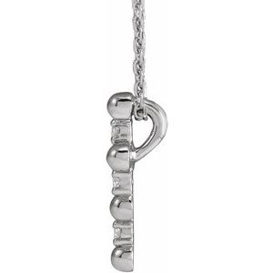 14K White Gold .07 CTW Natural Diamond Beaded Cross 16-18" Necklace