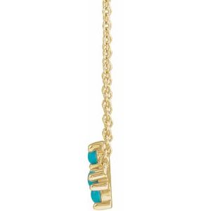 14K Yellow Gold Natural Turquoise Sideways Cross 18" Necklace