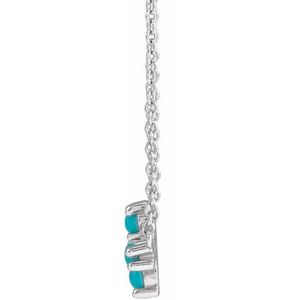 14K White Gold Natural Turquoise Sideways Cross 18" Necklace
