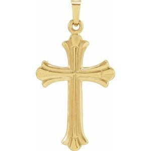14K Yellow Gold 33.8x17.7 mm Hollow Cross Pendant