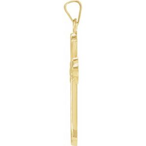 14K Yellow Gold 33.8x17.7 mm Hollow Cross Pendant
