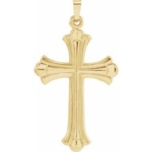 14K Yellow Gold 40.7x22.7 mm Hollow Cross Pendant