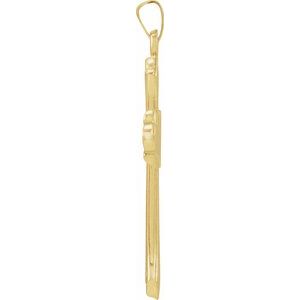 14K Yellow Gold 40.7x22.7 mm Hollow Cross Pendant