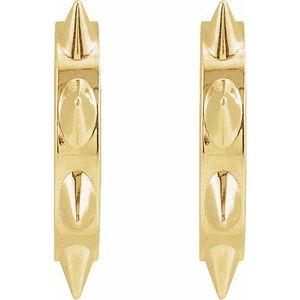 14K Yellow Gold Spike 13.43 mm Hoop Earrings