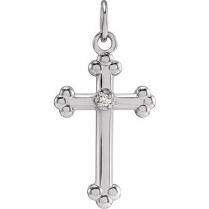 14K White Gold .01 CTW Natural Diamond Cross Pendant