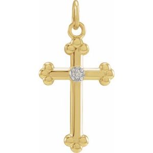 14K Yellow/White Gold .01 CTW Natural Diamond Cross Pendant