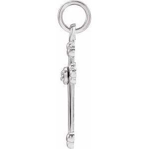 14K White Gold .005 CT Natural Diamond Cross Pendant