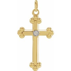 14K Yellow/White Gold .005 CT Natural Diamond Cross Pendant