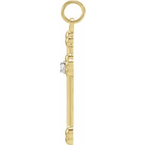 14K Yellow/White Gold .005 CT Natural Diamond Cross Pendant