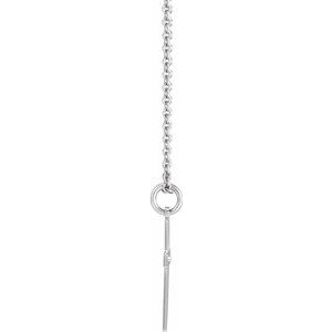 14K White Gold .0075 CT Natural Diamond Cross 18" Necklace
