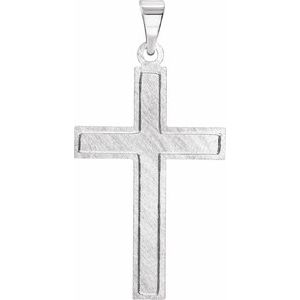 14K White Gold 29.4x14 mm Cross Pendant