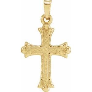 14K Yellow Gold 20x14.5 mm Hollow Cross Pendant