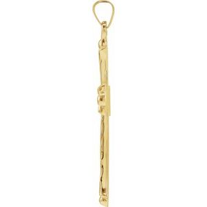 14K Yellow Gold 33x23.5 mm Hollow Cross Pendant