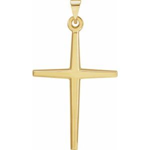 14K Yellow Gold 32.5x18 mm Cross Pendant