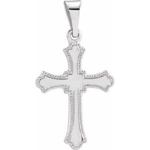 14K White Gold Cross Pendant