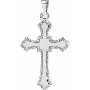 14K White Gold Cross Pendant