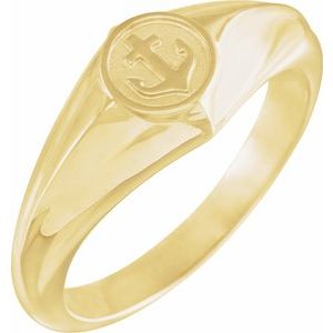 14K Yellow Gold Cross Anchor Ring