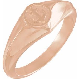 14K Rose Gold Cross Anchor Ring
