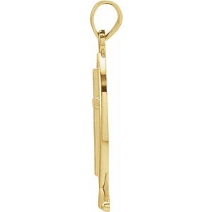 18K Yellow Gold 14x6 mm Ichthus with Cross Pendant
