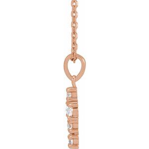14K Rose Gold 1/4 CTW Rose-Cut Natural Diamond Cross 16-18" Necklace