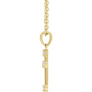 14K Yellow Gold .07 CTW Natural Diamond Cross 16-18" Necklace