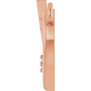14K Rose Gold .0025 CT Natural Diamond Heart & Cross Necklace Center