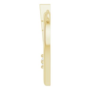 14K Yellow Gold .015 CT Natural Diamond Heart & Cross Necklace Center