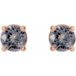 14K Rose Gold 3 mm Natural Gray Spinel Earrings