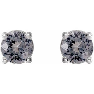 14K White Gold 3 mm Natural Gray Spinel Earrings