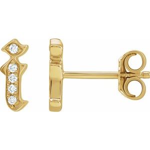 14K Yellow Gold .02 CTW Natural Diamond Gothic Initial I Earring