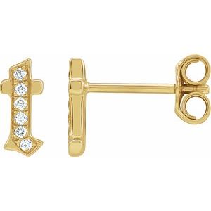 14K Yellow Gold .03 CTW Natural Diamond Gothic Initial T Earring