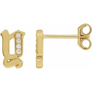 14K Yellow Gold .02 CTW Natural Diamond Gothic Initial Y Earring