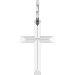 14K White Gold Knife-Edge Cross Charm/Pendant