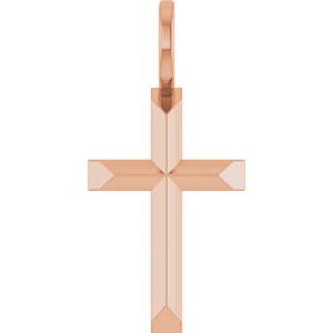 14K Rose Gold Knife-Edge Cross Charm/Pendant