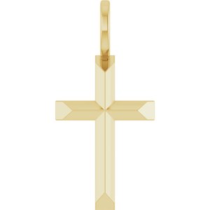 14K Yellow Gold Knife-Edge Cross Charm/Pendant