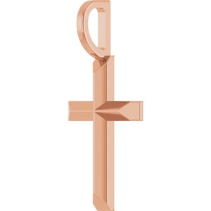 14K Rose Gold Knife-Edge Cross Charm/Pendant