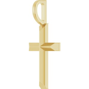 18K Yellow Gold-Plated Sterling Silver Knife-Edge Cross Charm/Pendant