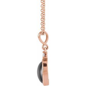 14K Rose Gold 8x6 mm Natural Black Onyx & .03 CT Natural Diamond 16-18" Necklace