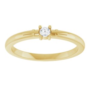 14K Yellow Gold .06 CT Natural Diamond Cross Promise Ring