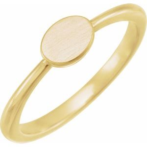 14K Yellow Gold 6.75x5 mm Oval Engravable Ring