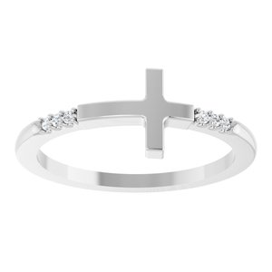 Platinum .025 CTW Diamond Stackable Sideways Cross Ring