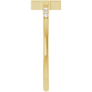 14K Yellow Gold .025 CTW Diamond Stackable Sideways Cross Ring