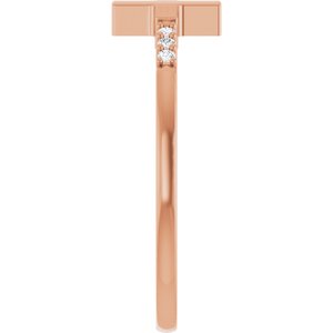 14K Rose Gold .025 CTW Diamond Stackable Sideways Cross Ring