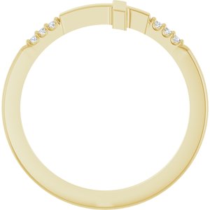 14K Yellow Gold .025 CTW Diamond Stackable Sideways Cross Ring
