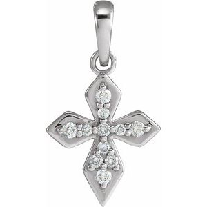 Sterling Silver .05 CTW Natural Diamond Petite Cross Pendant