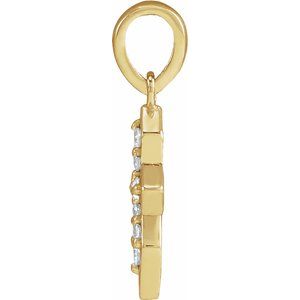 14K Yellow Gold .05 CTW Natural Diamond Petite Cross Pendant