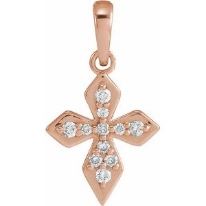 14K Rose Gold .05 CTW Natural Diamond Petite Cross Pendant