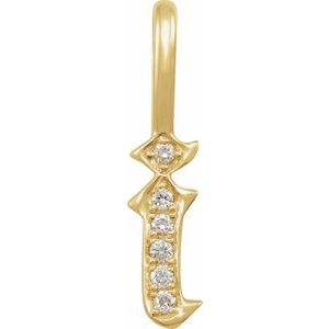 14K Yellow Gold .05 CTW Natural Diamond Gothic Initial I Charm/Pendant