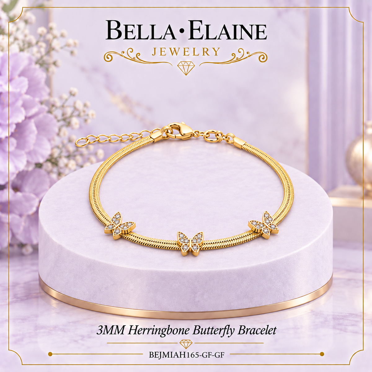 3MM Herringbone Butterfly Bracelet