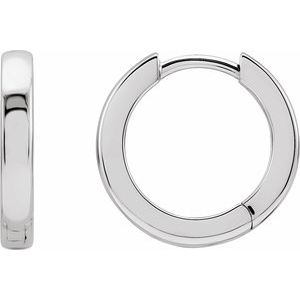 14K White Gold Hinged 12 mm Hoop Earrings